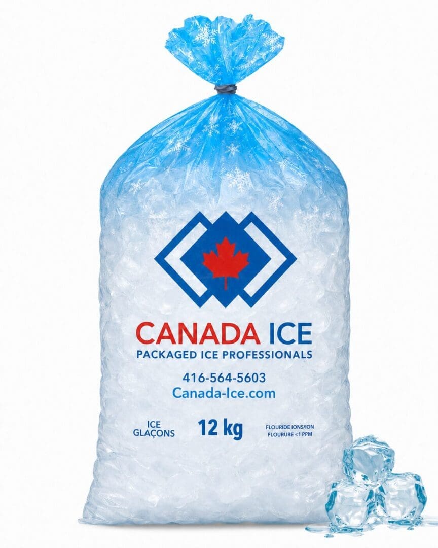 12 kg Canada Ice packaged ice bag for bulk ice delivery, events, businesses, and retail locations