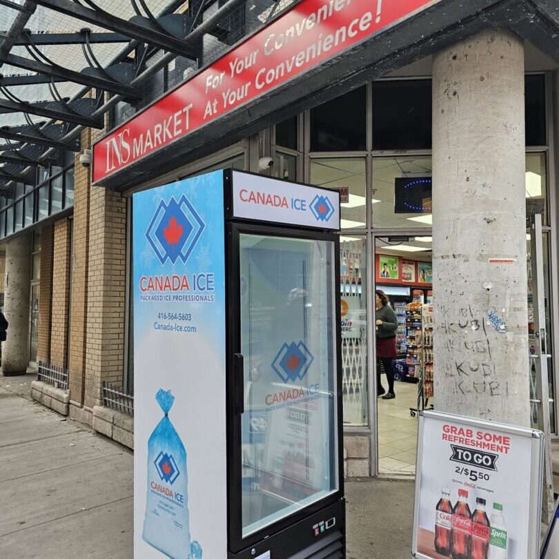 Canada Ice merchandiser outside high-traffic retail location